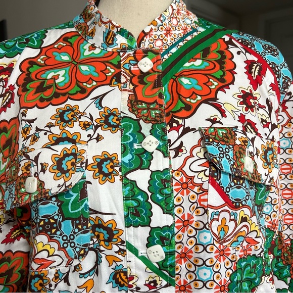 DRAPER’S & DAMON’S Petites Colorful Floral Patchwork Mandarin Collar Jacket PXL - Picture 4 of 12